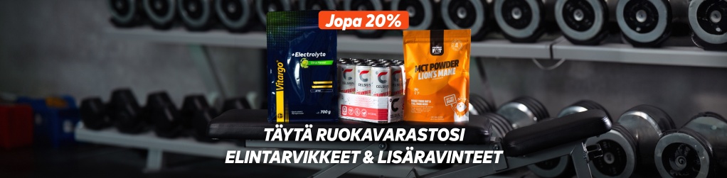 Elintarvikkeita ja lisravinteita jopa 20 %
